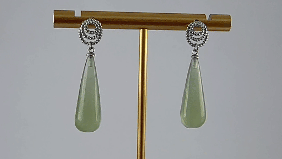 银色圆圈绳锥形水滴耳钉 - 图片 4