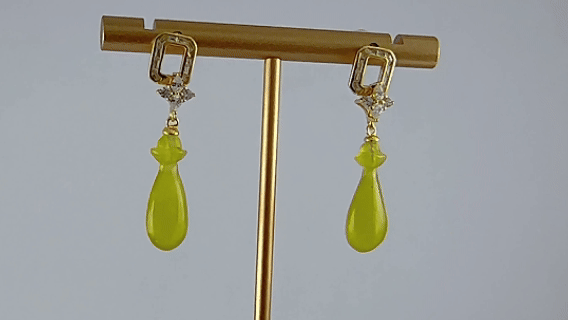 金色方形环平安瓶耳钉 - 图片 4