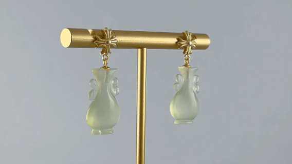 金色十字形如意瓶耳钉 - 图片 4