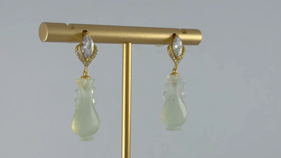 金色桃心形如意瓶耳钉 - 图片 4