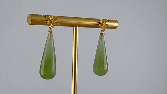 金色花朵形锥形水滴耳钉 - 图片 4