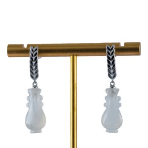 银色麦穗形如意瓶耳钉