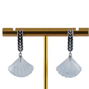 银色麦穗形贝壳耳钉