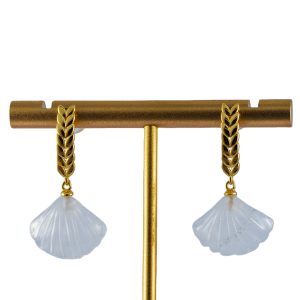 金色麦穗形贝壳耳钉