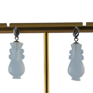 银色飘带形如意瓶耳钉