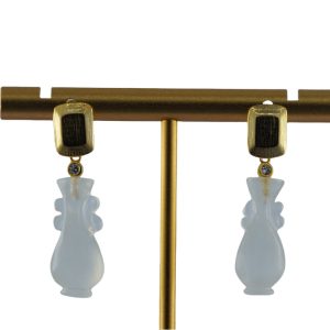 金色长方形如意瓶耳钉