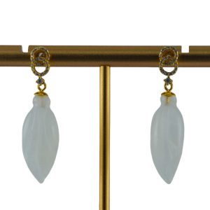 金色两连环玉兰花耳钉