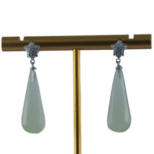 银色五角星形锥形水滴耳钉