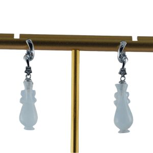 银色双节形如意瓶耳钉