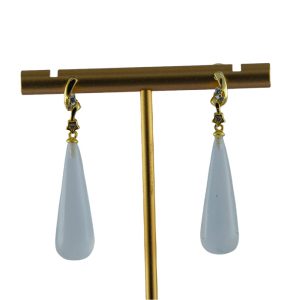 金色双节形锥形水滴耳钉