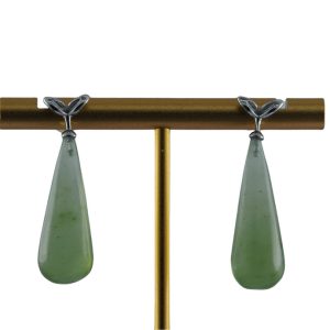 银色嫩芽形锥形水滴耳钉