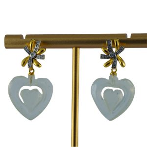 金色枫叶形桃心耳钉