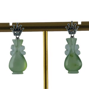 银色皇冠形如意瓶耳钉