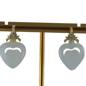 金色皇冠形桃心耳钉