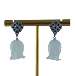 银色凤尾形铃兰花耳钉