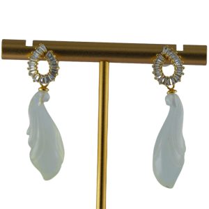 金色圆环形玉兰花耳钉