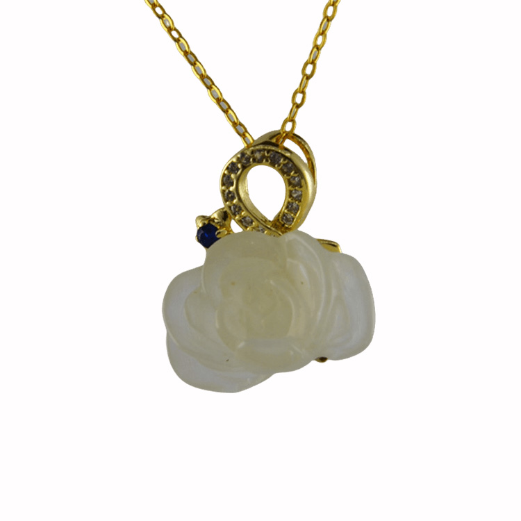 金色丝带结形小牡丹花吊坠 - 图片 2