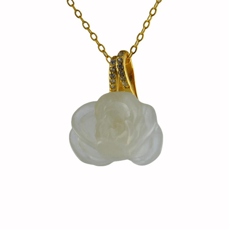 金色双吊钩小牡丹花吊坠 - 图片 2