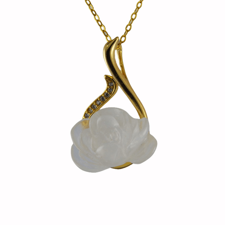 金色树枝形小牡丹花吊坠 - 图片 2