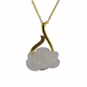 金色树枝形小牡丹花吊坠