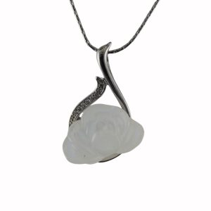 银色树枝形小牡丹花吊坠