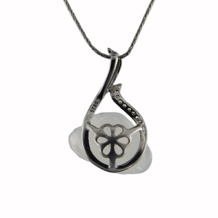 银色树枝形小牡丹花吊坠 - 图片 3