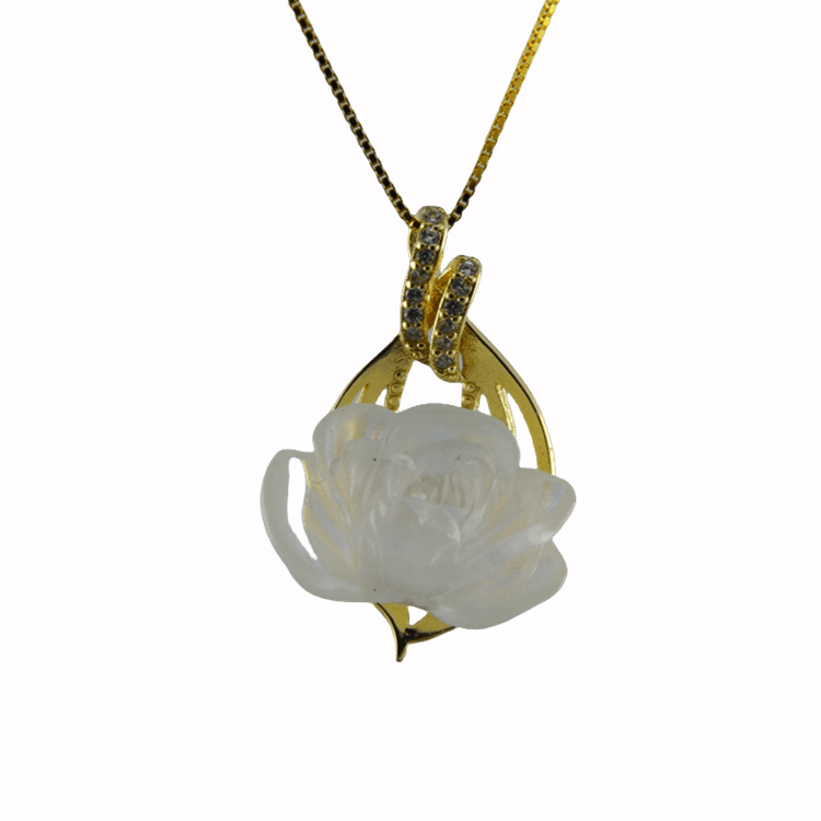 金色双吊钩小牡丹花吊坠 - 图片 2