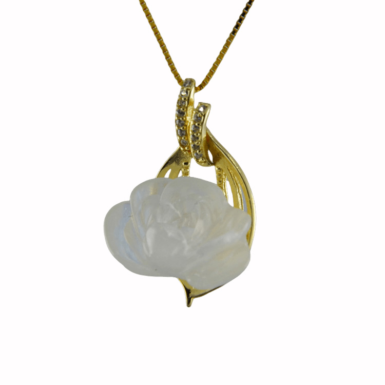 金色双吊钩小牡丹花吊坠 - 图片 3